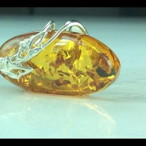 Yellow Amber ring sterling silver